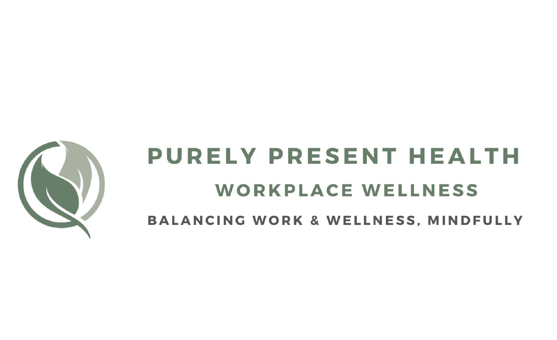 The logo for purely present health workplace wellness is a leaf in a circle.