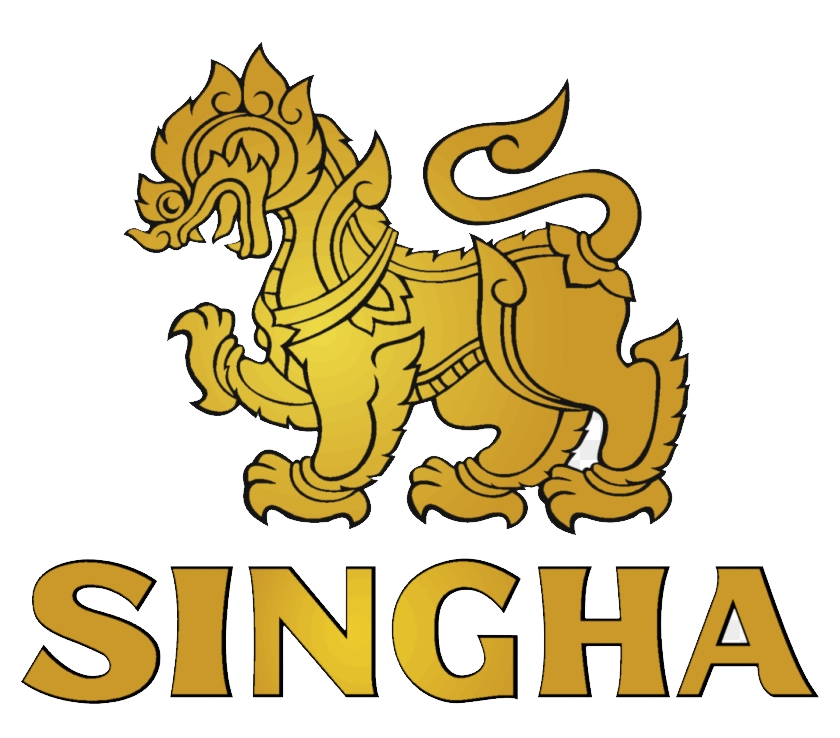 A singha logo with a lion on it