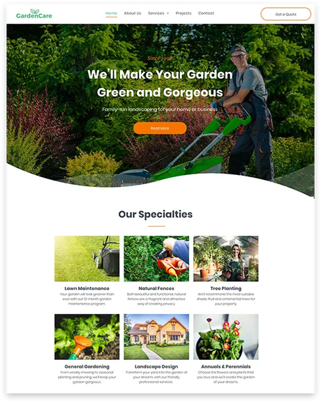 Garden Care Custom Web Design Desktop