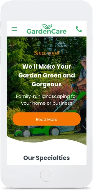 Garden Care Custom Web Design Mobile