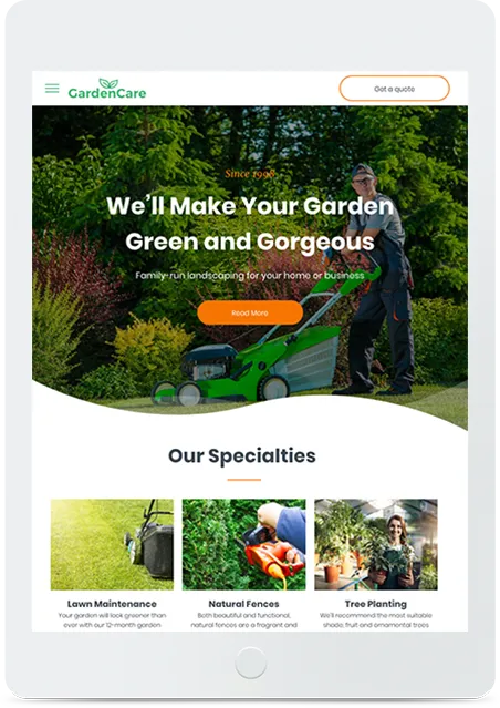 Garden Care Custom Web Design Tablet