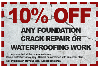 10% Off Any Foundation Crack Repair or Waterproofing Work
