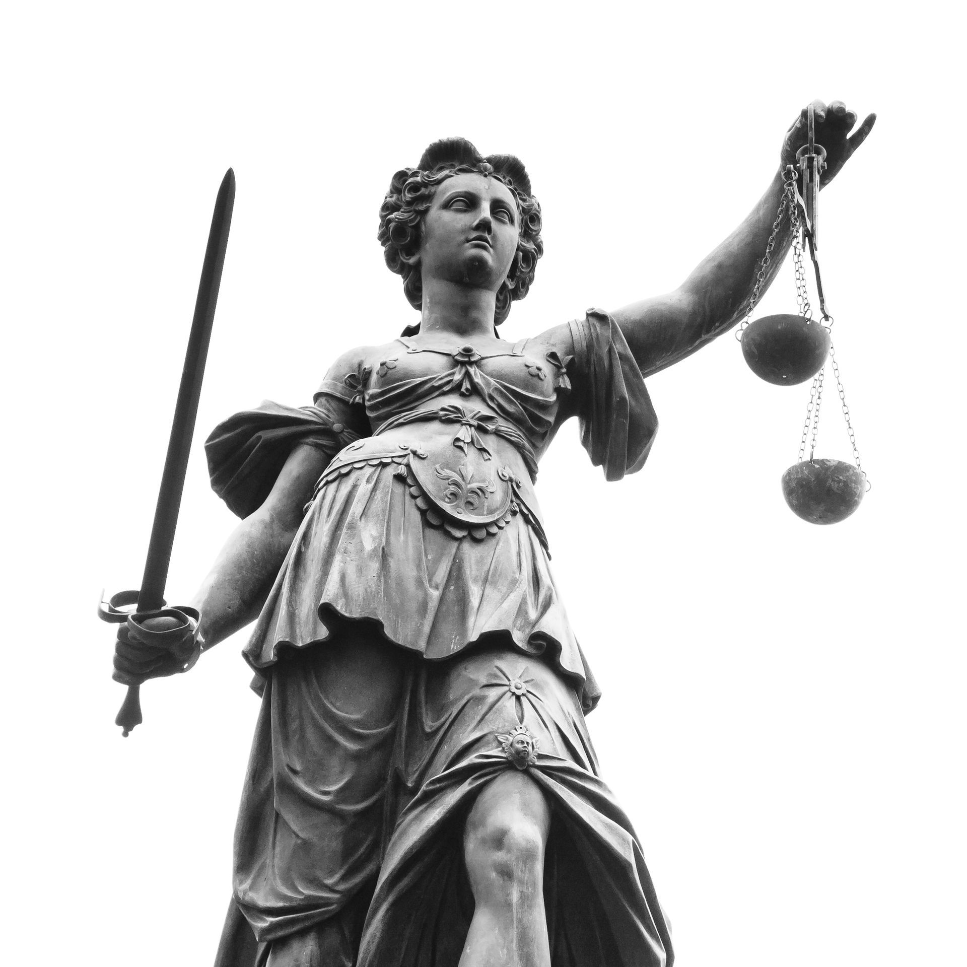Statue of Lady Justice holding a sword and scales.