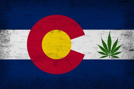 Colorado State Flag With Marijuana Leaf
