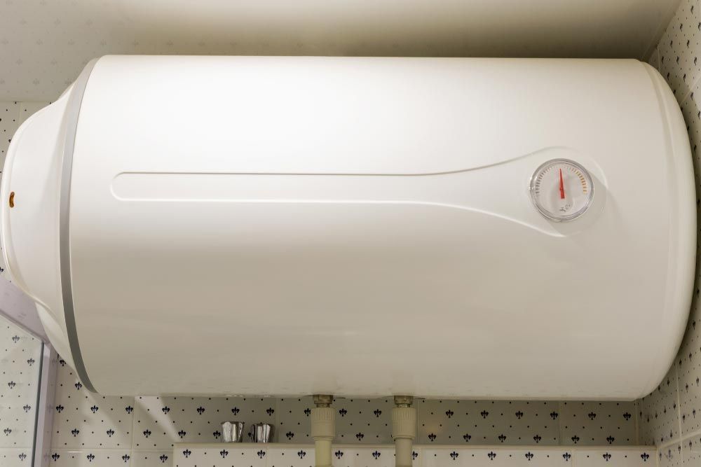 Water heater tank mounted on the wall