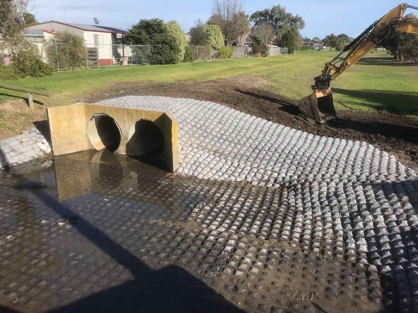 Surface water drainage installation in progress