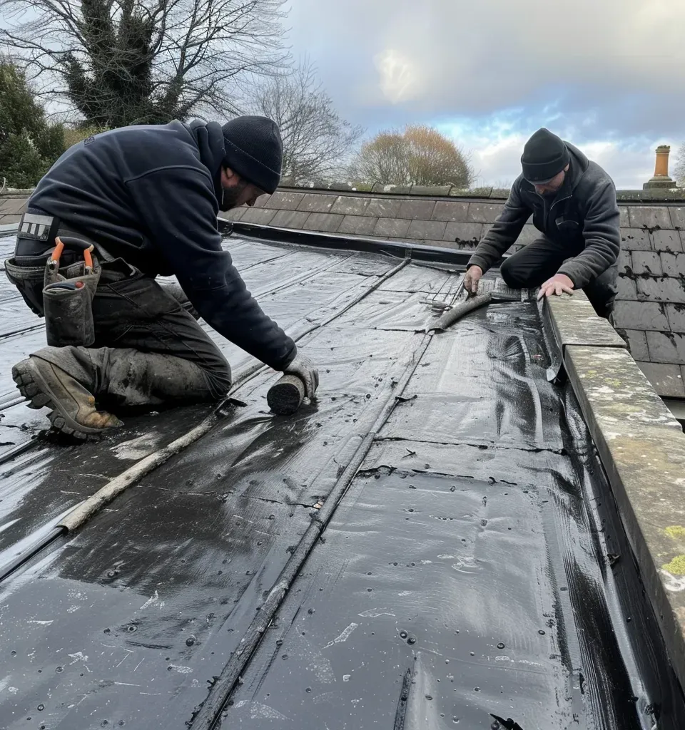 Working on a flat roof repair in Maidenhead.