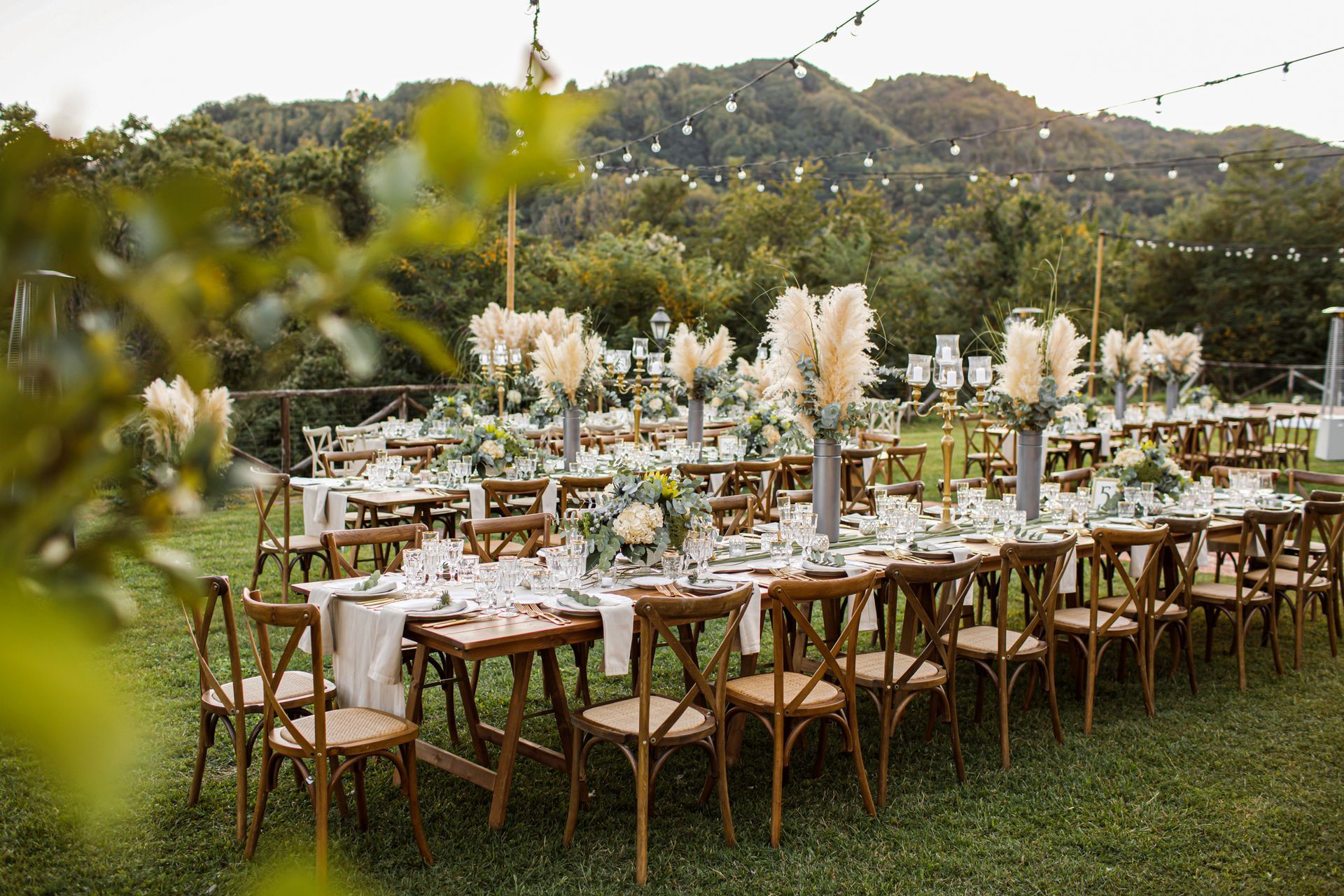 outdoor wedding reception seating area