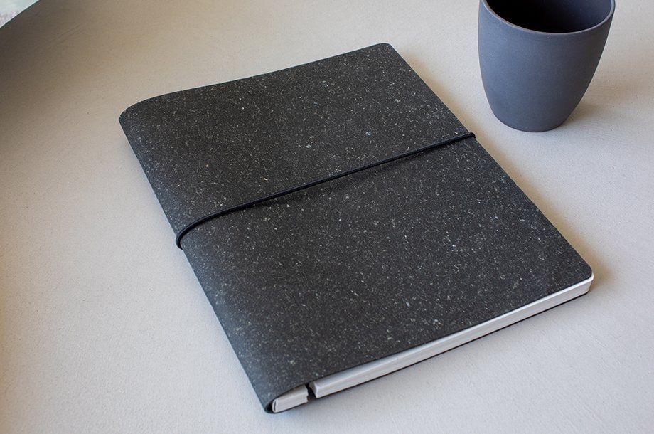 GREY RECYCLED LEATHER NOTEBOOK