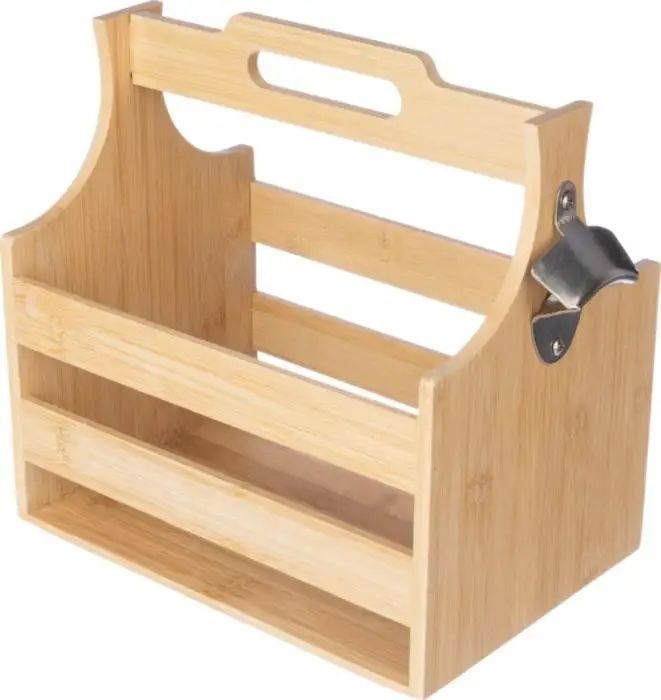 BAMBOO BOTTLE HOLDER WITH OPENER