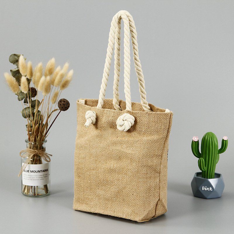BURLAP SHOPPER BAG