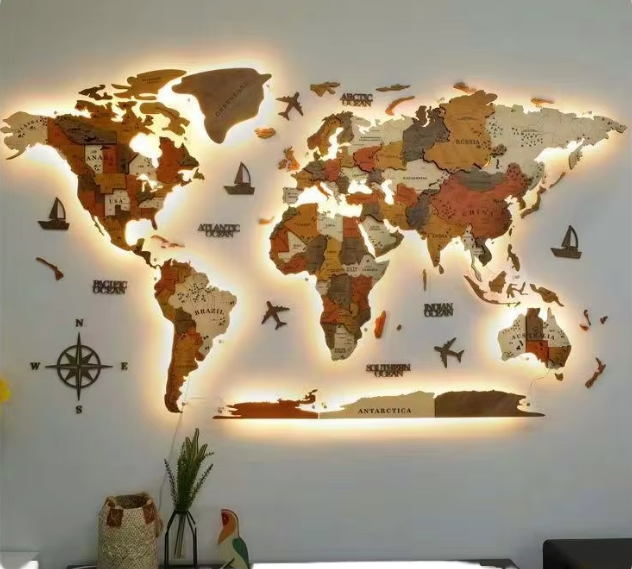 Wooden World Map 