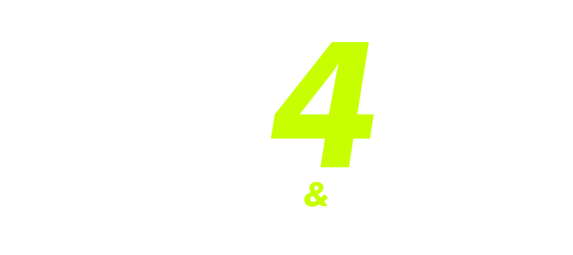A neon green number four is on a white background.