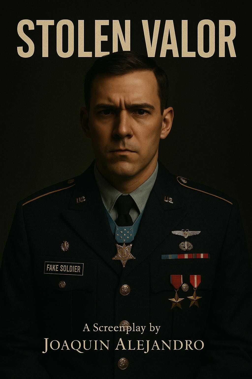Man in military uniform, serious expression, 