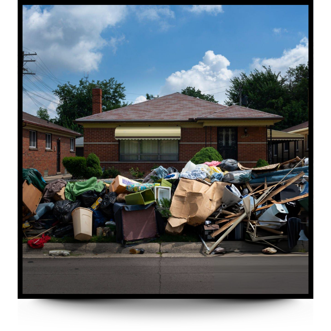 garbage outside a house