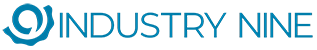 A blue logo for industry nine on a white background