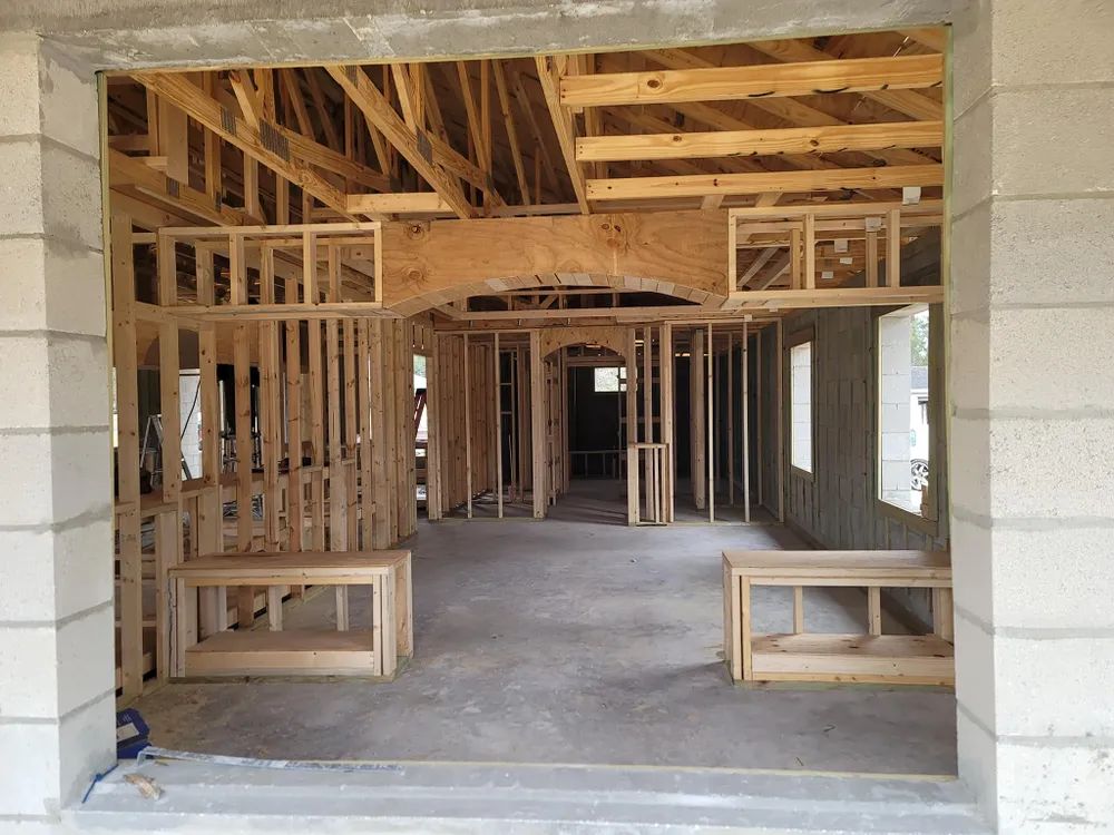The inside of a house that is being built