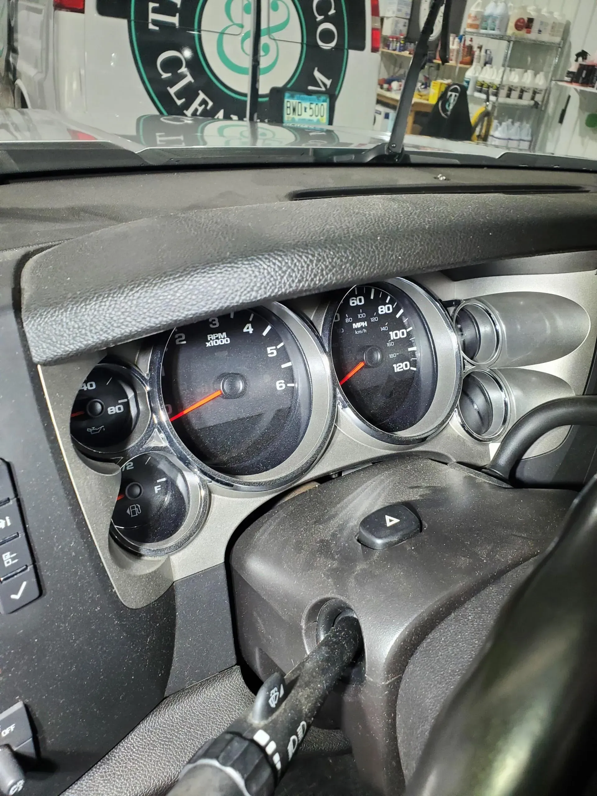 A close up of the dashboard of a car