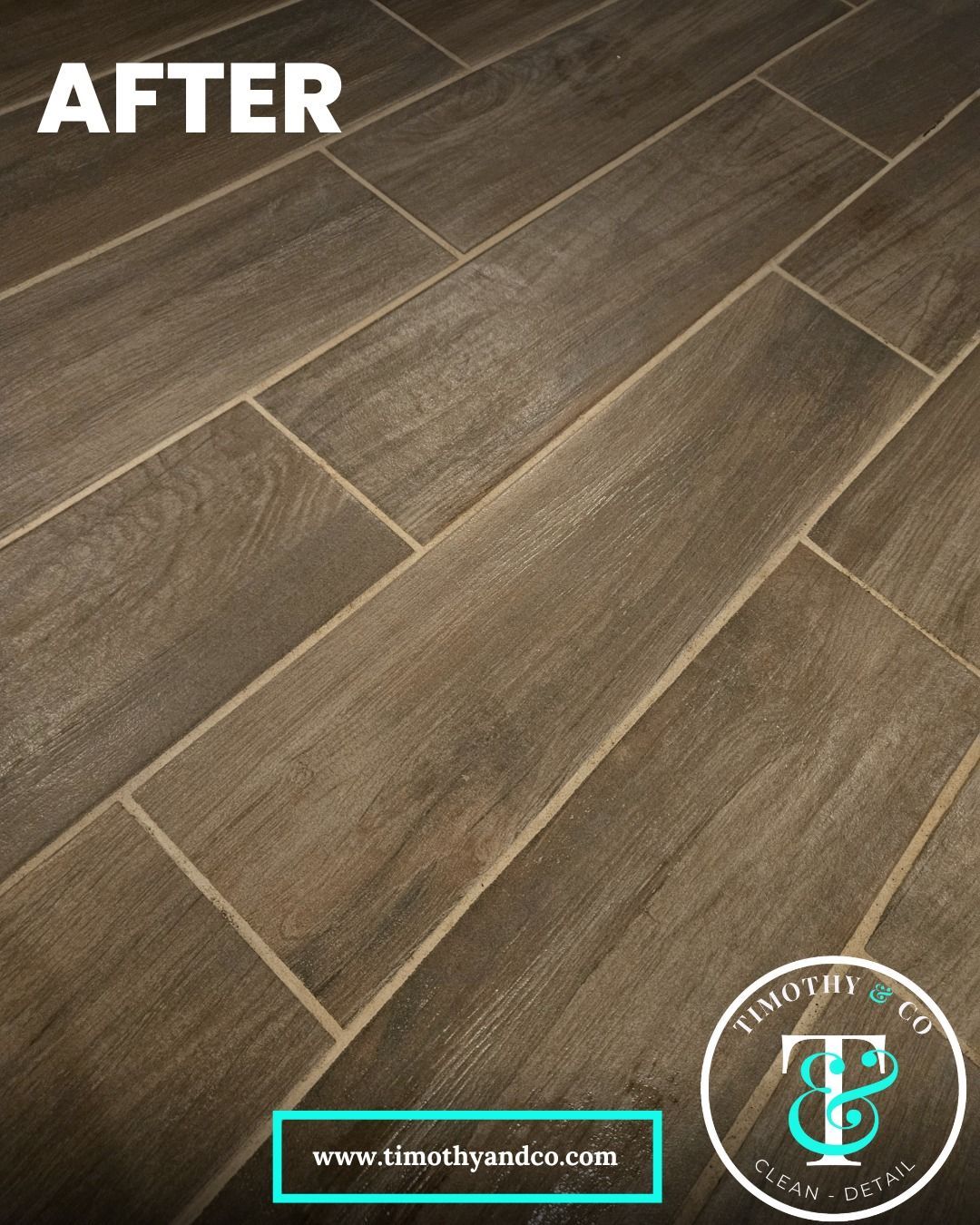 A picture of a tile floor that says after