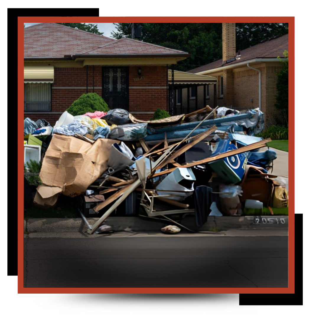 JP Junk Removal & Hauling Dump Truck in front of a house