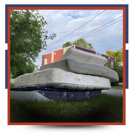 Mattress junk on the ground