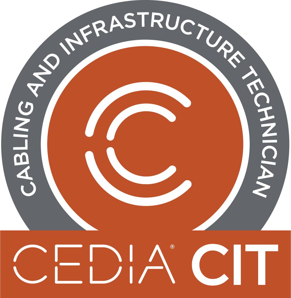 A logo for a Cedia cable and infrastructure technician