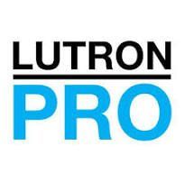 The lutron pro logo is blue and black on a white background.