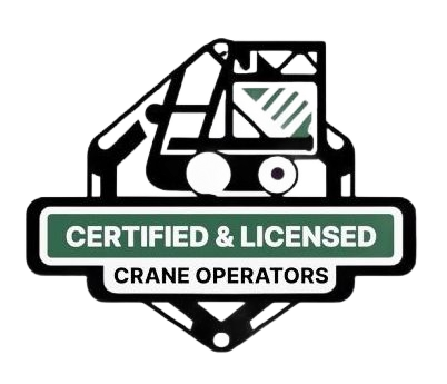 Badge with crane illustration, green