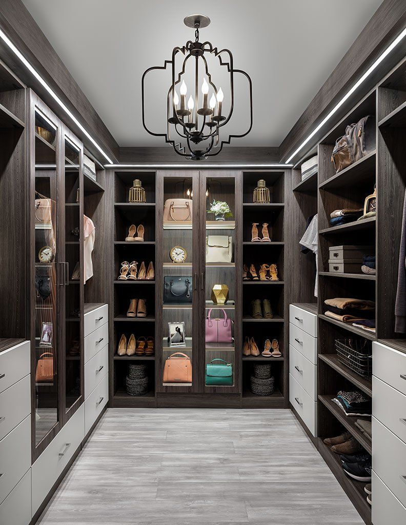 Ash and Vintage Color Walk In Custom Closet System