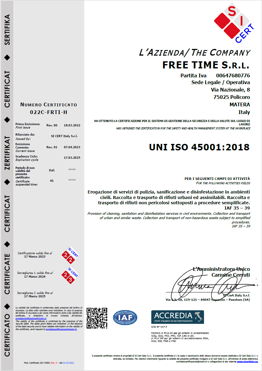 certificazione uni iso 45001:2018