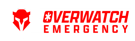 The logo for overwatch emergency has a red fox on it.