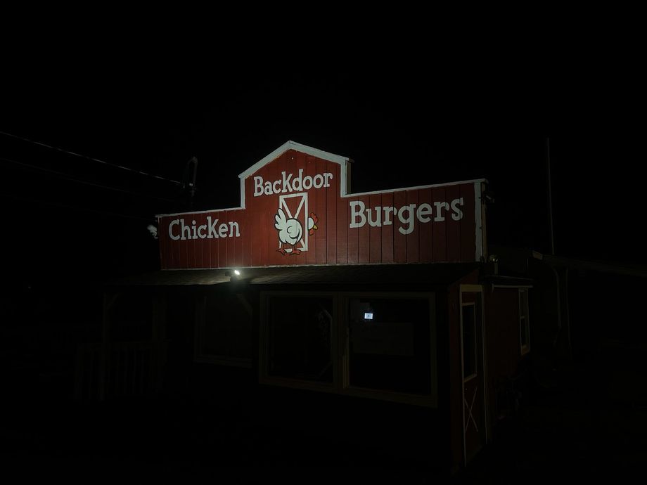 Night shot of a red 
