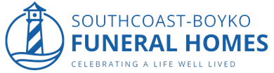 Southcoast-Boyko Funeral Homes logo with blue sailboat icon and text on white background