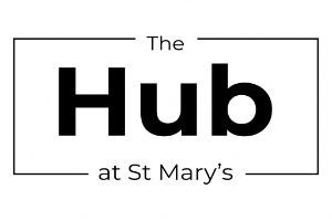 The Hub at St Mary's, black text inside a white rectangular box.