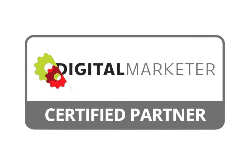 A digital marketer certified partner logo on a white background.