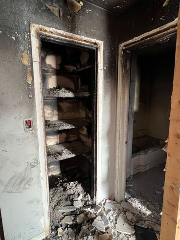Fire damage in residential interior - HRS Restoration Services Denver, CO.