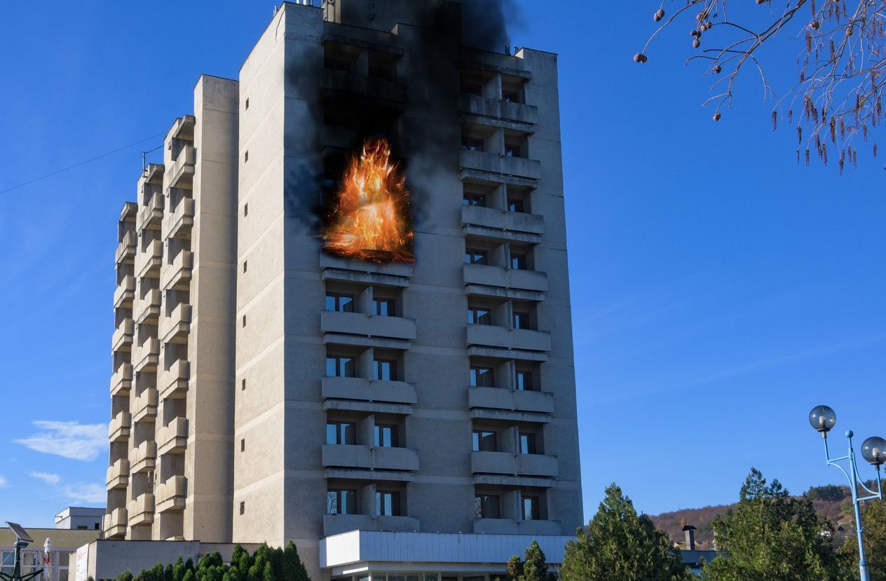 fire damage in an apartment builing