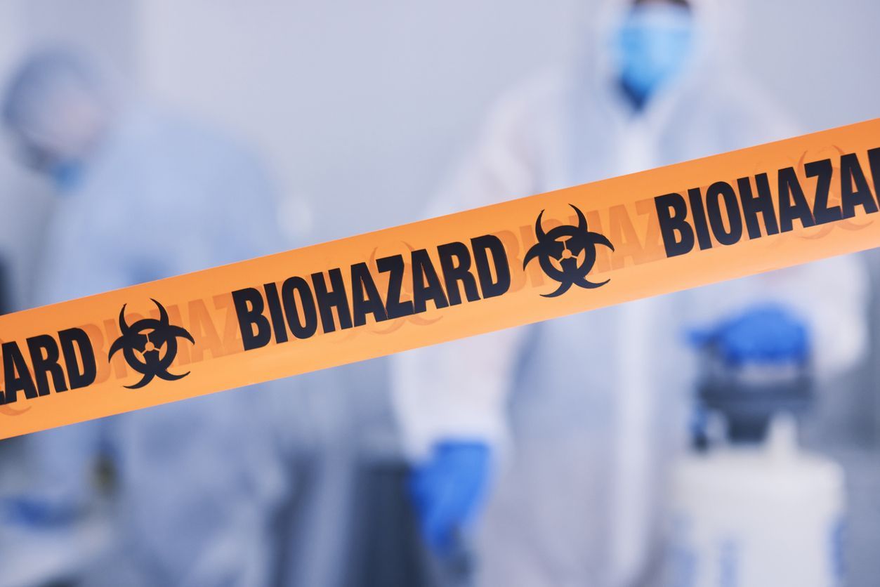 hospital biohazard cleanup crew at work