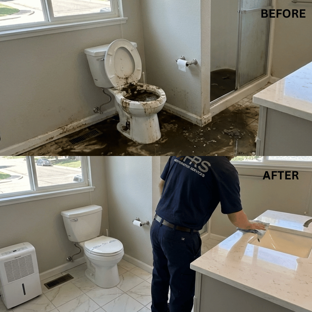 Professional sewage cleanup equipment removing contaminated water inside a Lakewood home.