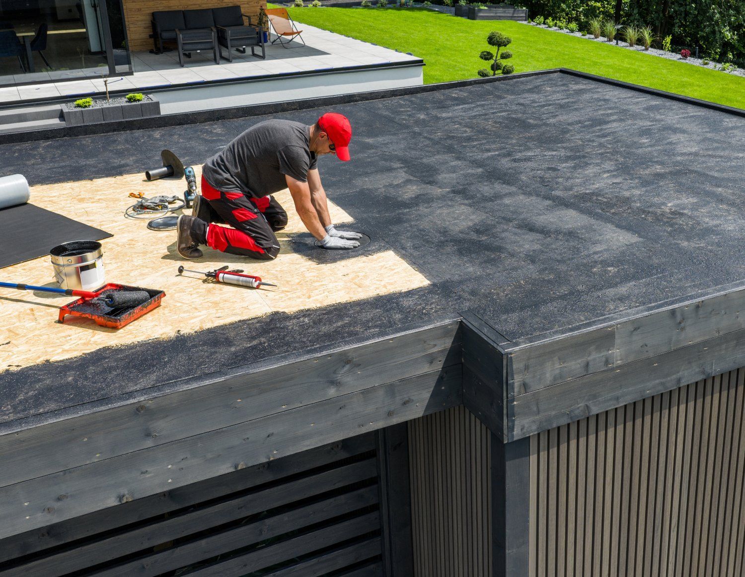 Commercial roofing services in Denver - HRS Restoration installing EPDM roofing system