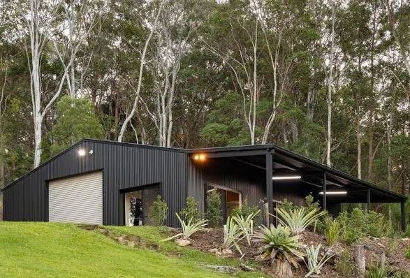 Colorbond Night Sky And Surfmist Shed Manning Point — ShedPro Constructions in Darawank, NSW 