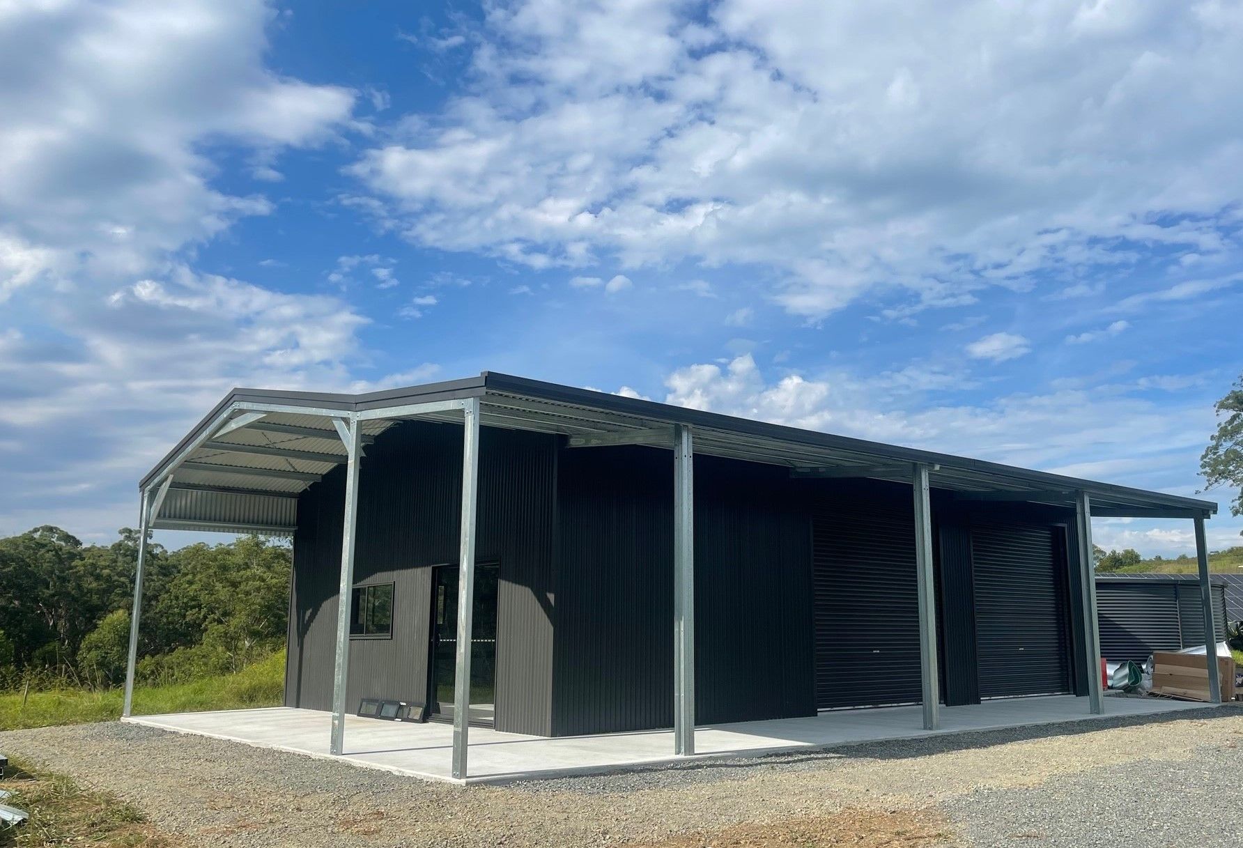 Shed With Lean To And Garaport — ShedPro Constructions in Darawank, NSW