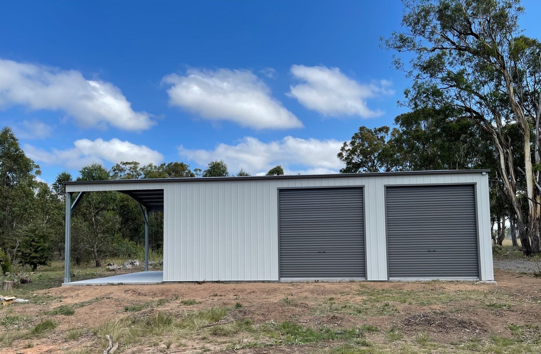 Three Bay Shed With Garaport — ShedPro Constructions in Hunter Valley, NSW