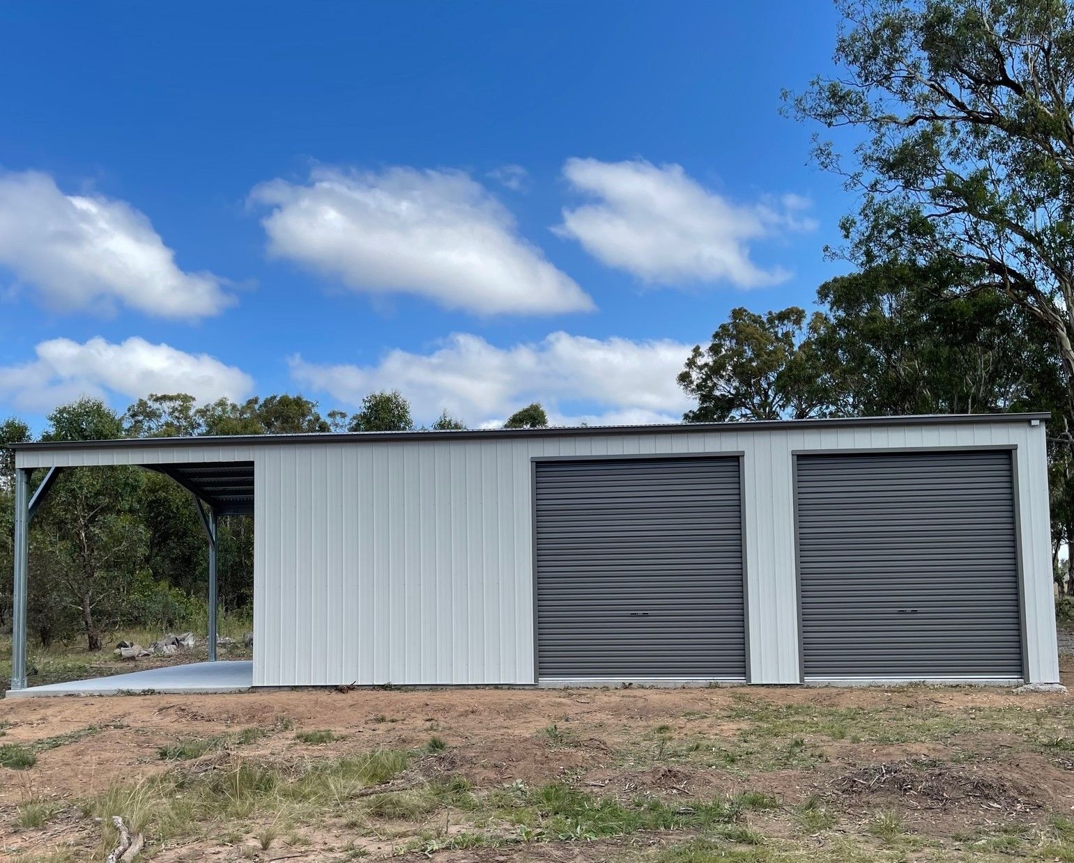 Three Bay Shed With Garaport — ShedPro Constructions in Wingham, NSW