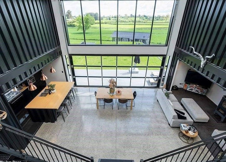 An Aerial View of a Living Room and Dining Room in a House — ShedPro Constructions in Port Macquarie, NSW
