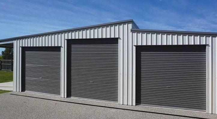 Colorbond Skillion Roof Shed With Three Doors — ShedPro Constructions in Port Macquarie, NSW