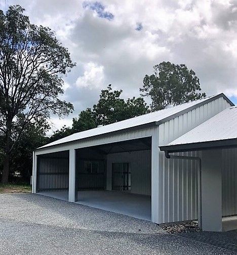 Light Grey and White Surfmist Shed — ShedPro Constructions in Raymond Terrace, NSW