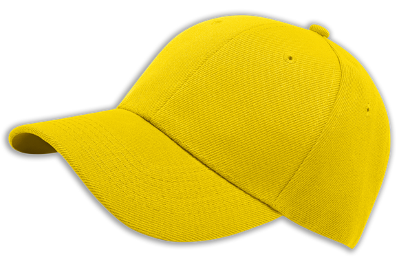 A yellow baseball cap on a white background