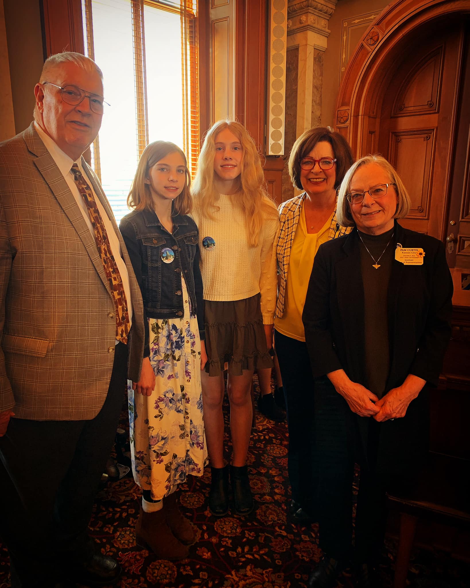 Our friend (and former KS Rep) Mary Jane Mikesic’s granddaughters, Bethany and Grace, were serving as Pages for their grandpa Rep. Tim Johnson. It was so nice to meet them!