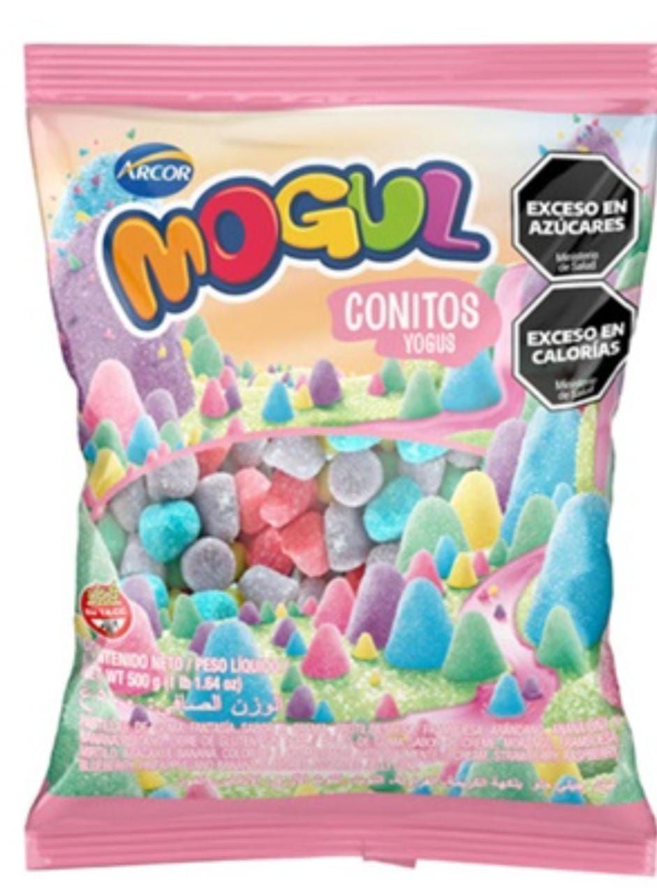 Una bolsa de caramelos Mogul Conitos de colores